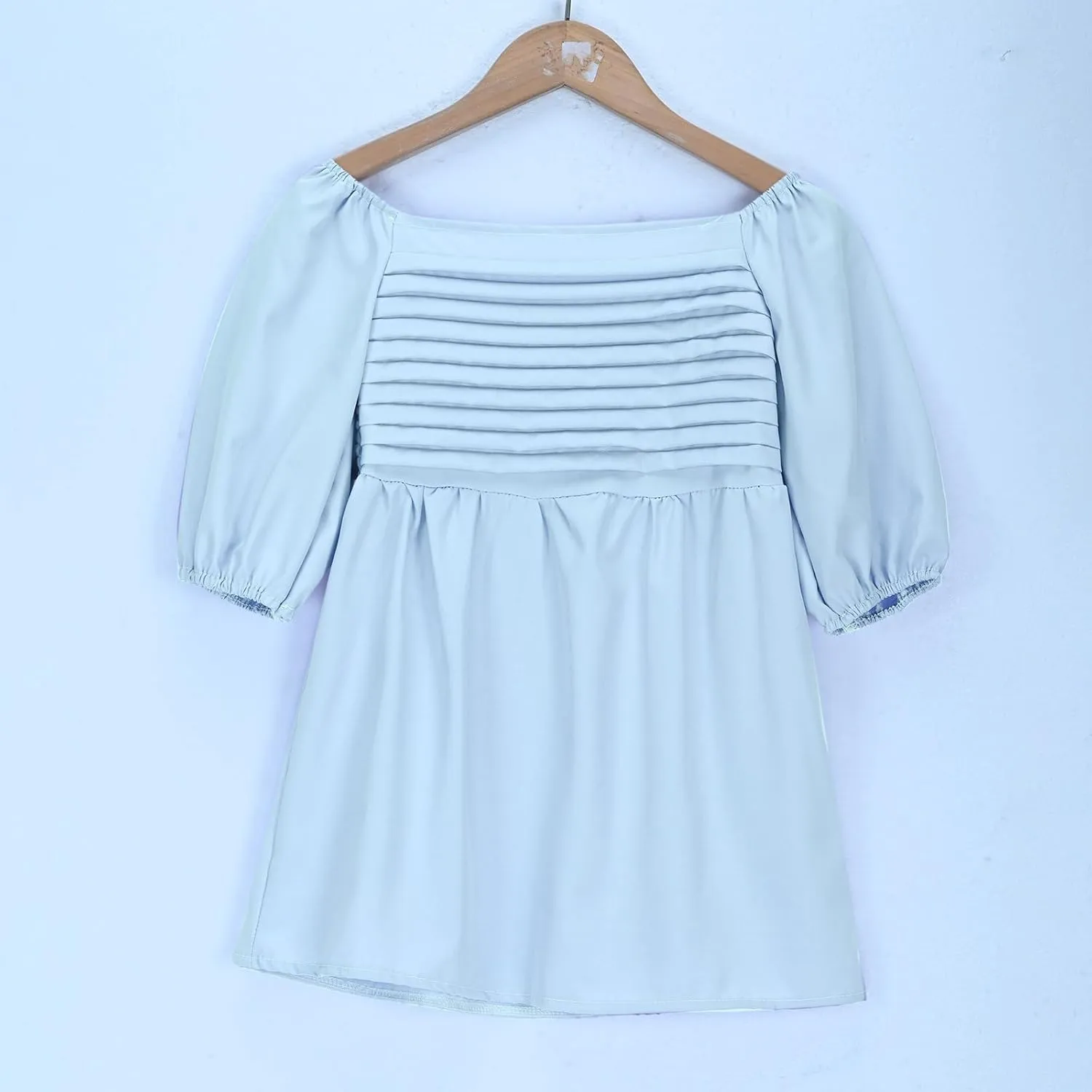 Girls Summer Dress Square Neck Lantern Sleeve Ruffle A-Line Party Mini Dress Casual Elegant Layered Sundress