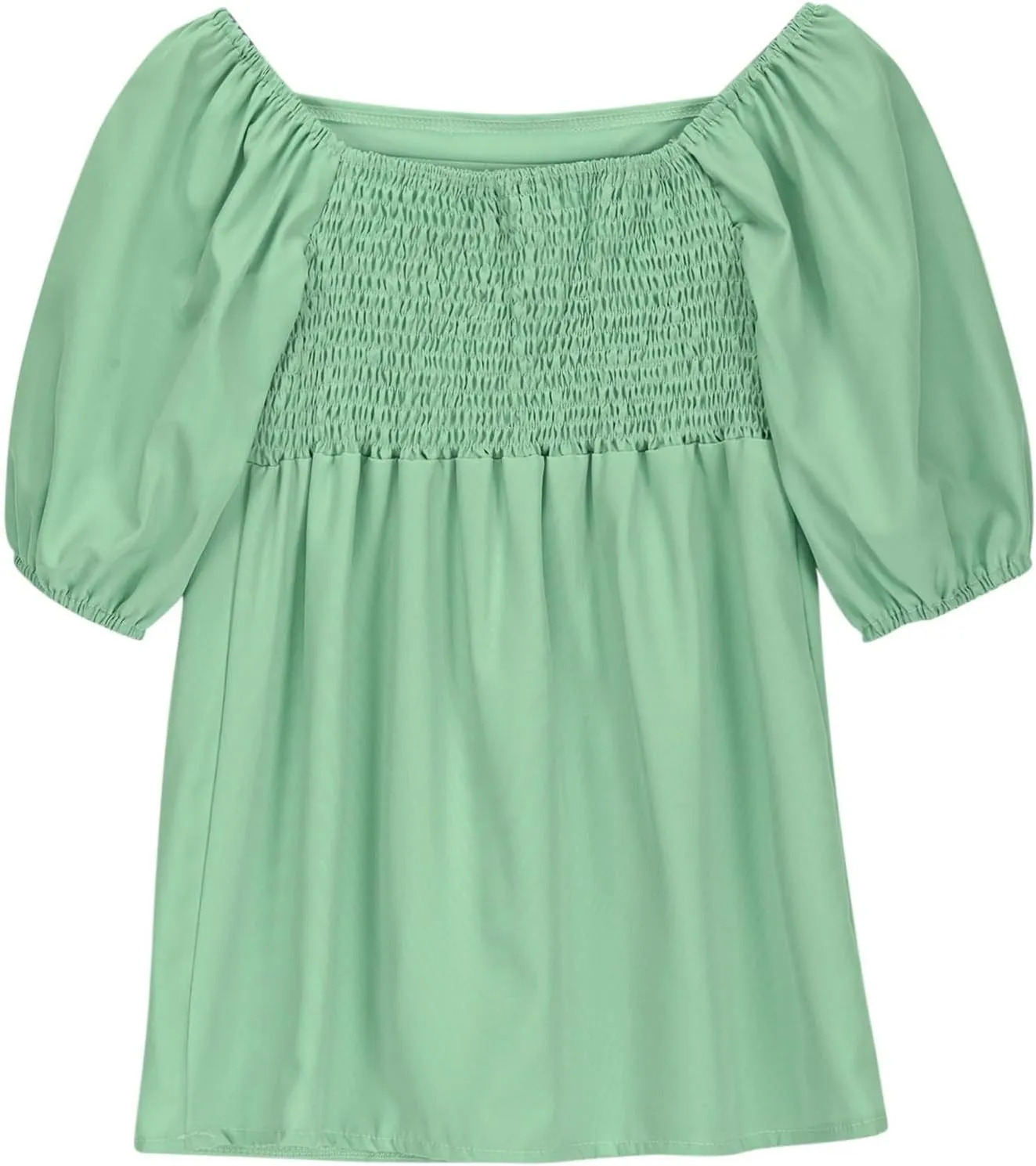 Girls Summer Dress Square Neck Lantern Sleeve Ruffle A-Line Party Mini Dress Casual Elegant Layered Sundress