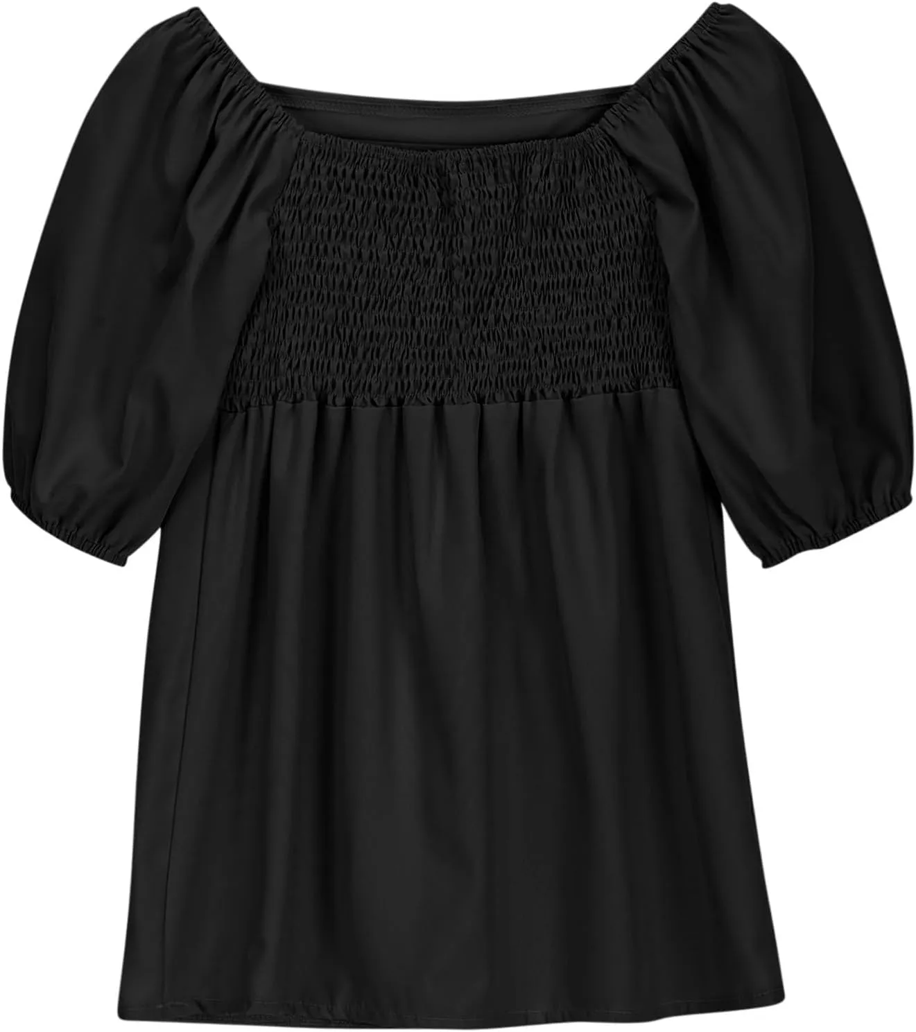 Girls Summer Dress Square Neck Lantern Sleeve Ruffle A-Line Party Mini Dress Casual Elegant Layered Sundress