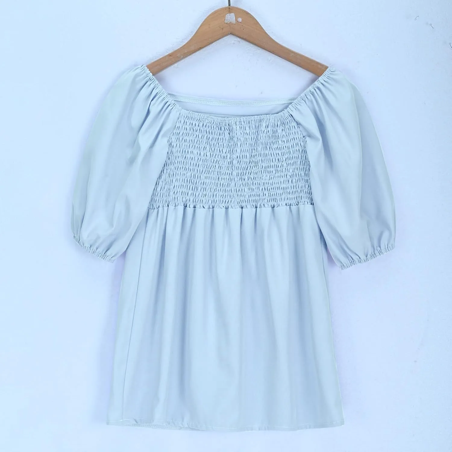 Girls Summer Dress Square Neck Lantern Sleeve Ruffle A-Line Party Mini Dress Casual Elegant Layered Sundress