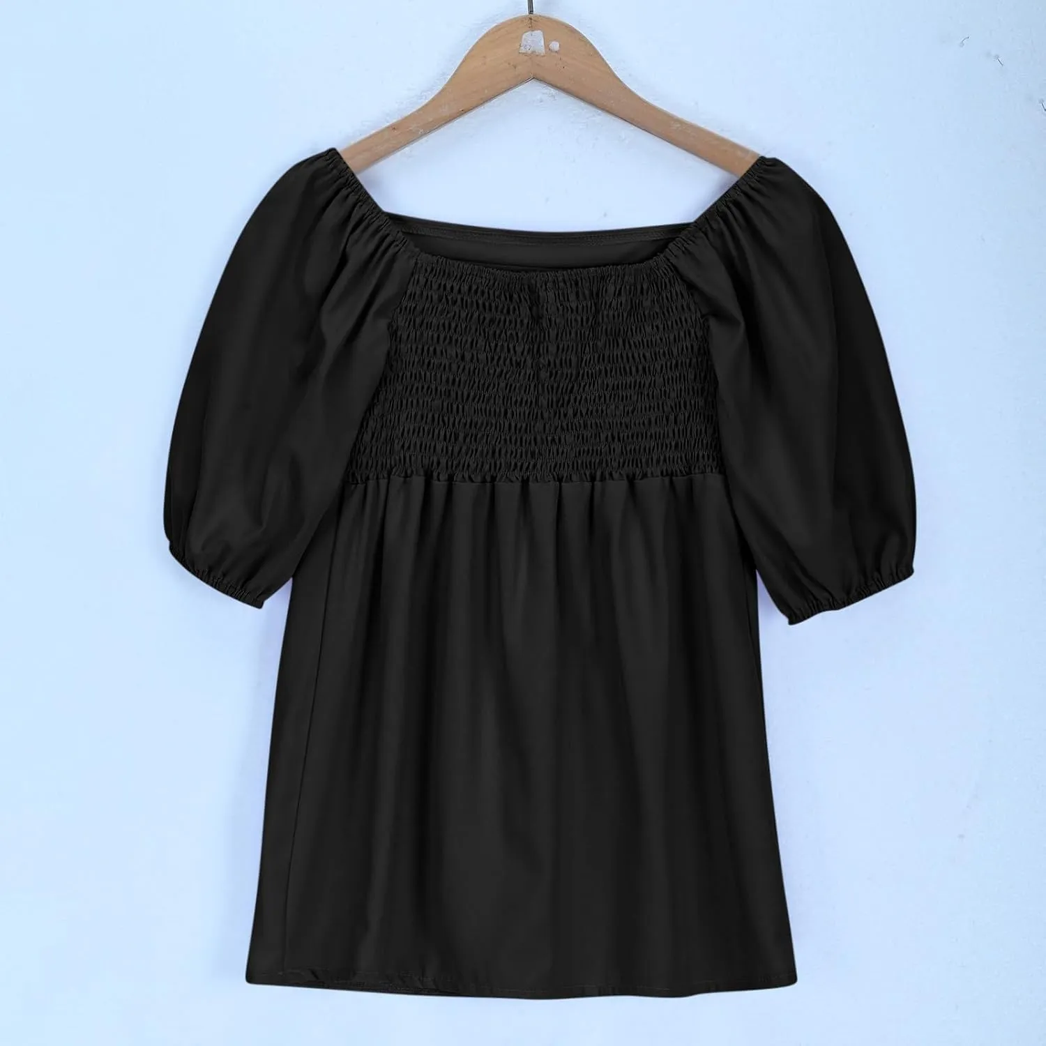 Girls Summer Dress Square Neck Lantern Sleeve Ruffle A-Line Party Mini Dress Casual Elegant Layered Sundress
