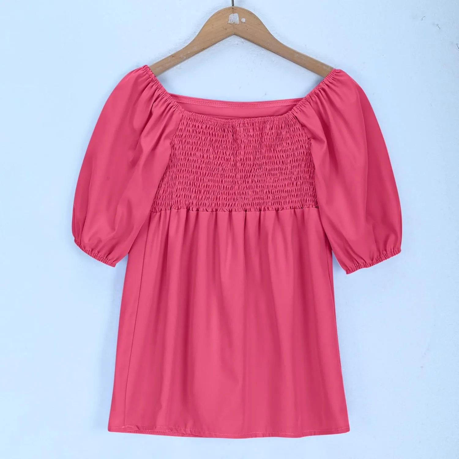 Girls Summer Dress Square Neck Lantern Sleeve Ruffle A-Line Party Mini Dress Casual Elegant Layered Sundress