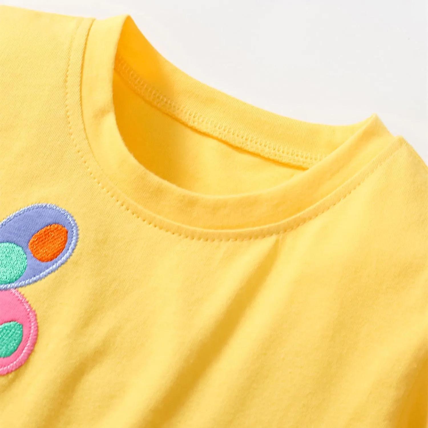 HILEELANG Toddler Girl Short Sleeve Dress Cotton Casual Spring Summer Easter Applique Playwear Dresse Size 2-8 Yeras