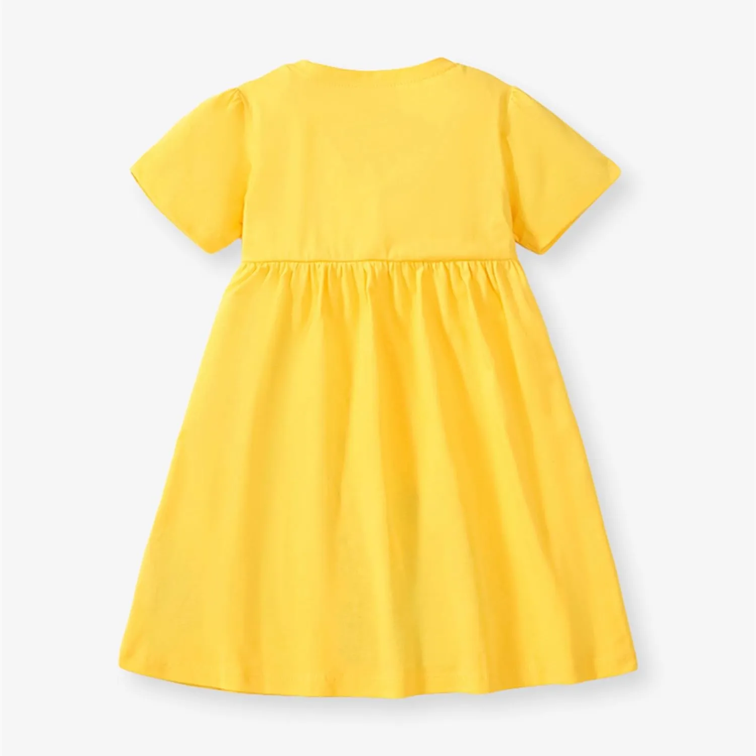 HILEELANG Toddler Girl Short Sleeve Dress Cotton Casual Spring Summer Easter Applique Playwear Dresse Size 2-8 Yeras