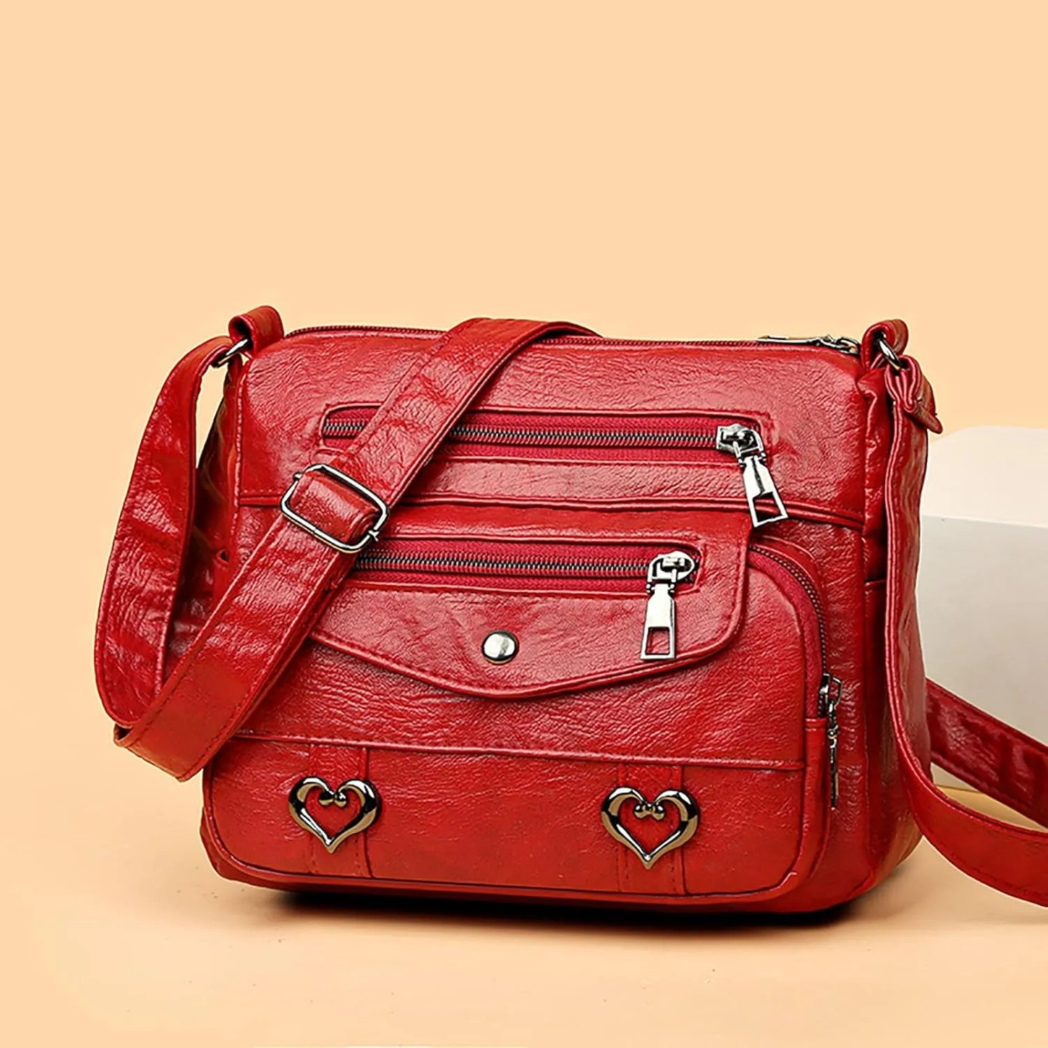 Hobo Crossbody Bags for Women Cute Hobo Tote Handbags Mini Clutch Purses with Zipper Closure Small Makeup Bag(Red)