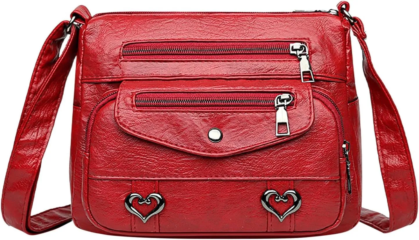 Hobo Crossbody Bags for Women Cute Hobo Tote Handbags Mini Clutch Purses with Zipper Closure Small Makeup Bag(Red)