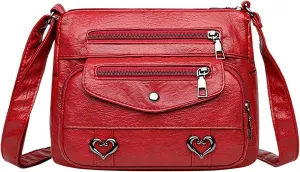 Hobo Crossbody Bags for Women Cute Hobo Tote Handbags Mini Clutch Purses with Zipper Closure Small Makeup Bag(Red)