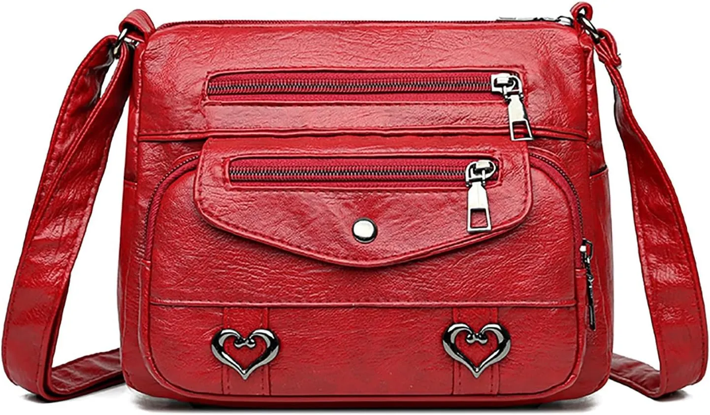 Hobo Crossbody Bags for Women Cute Hobo Tote Handbags Mini Clutch Purses with Zipper Closure Small Makeup Bag(Red)