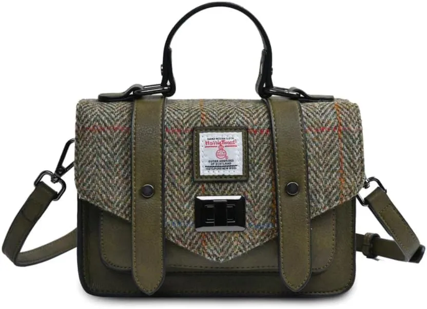 Islander Harris Tweed Mini Satchel, Handbag for Women, Flap and Microfiber Leather