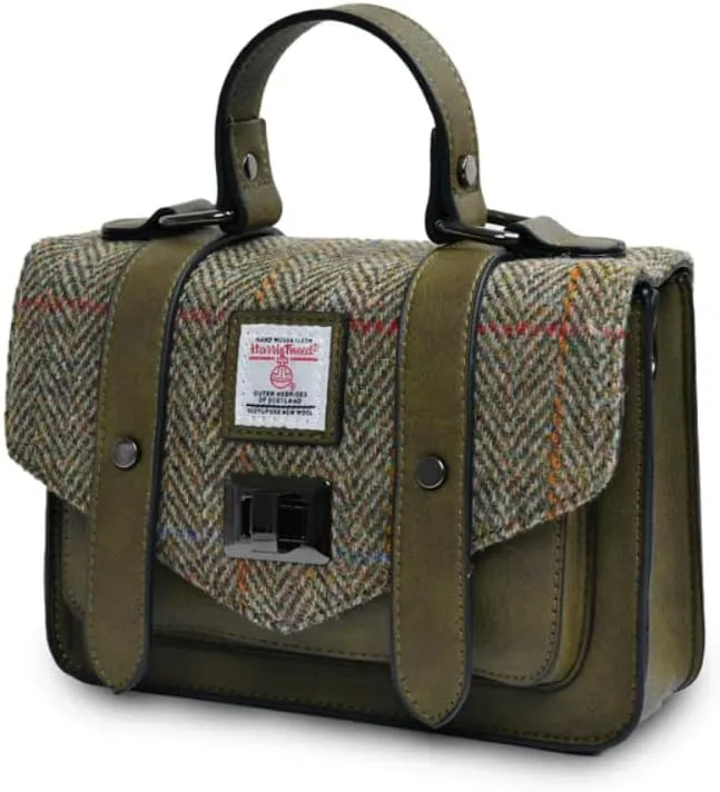 Islander Harris Tweed Mini Satchel, Handbag for Women, Flap and Microfiber Leather