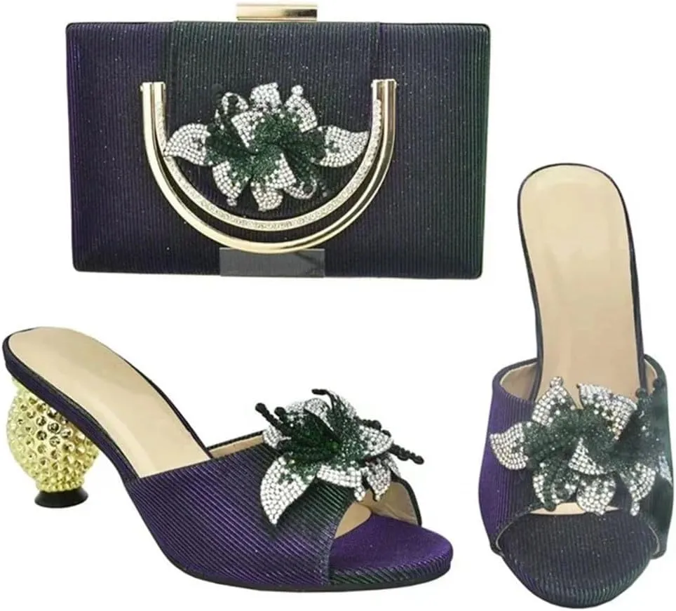 Italian Crafted Diamond Wedding Heels African Bridal Set Rhinestone Banquet Footwear