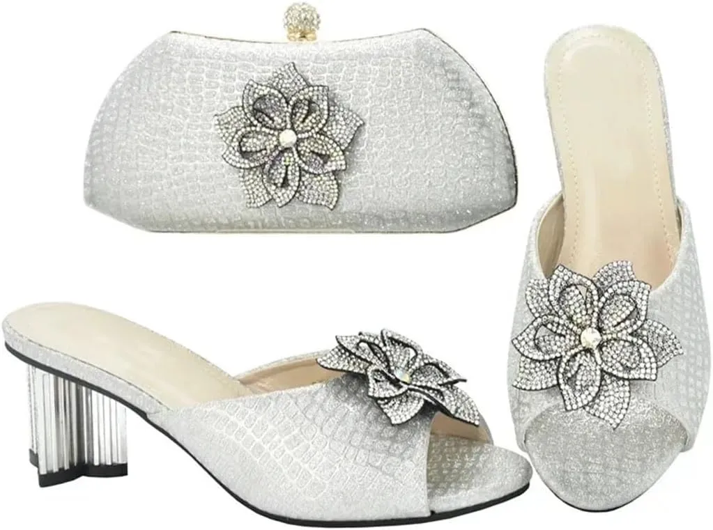 Italian Crafted Diamond Wedding Heels African Bridal Set Rhinestone Banquet Footwear