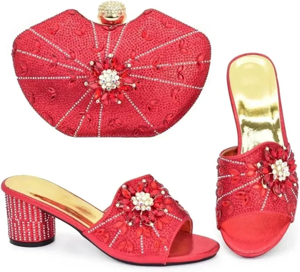 Italian Crafted Diamond Wedding Heels African Bridal Set Rhinestone Banquet Footwear
