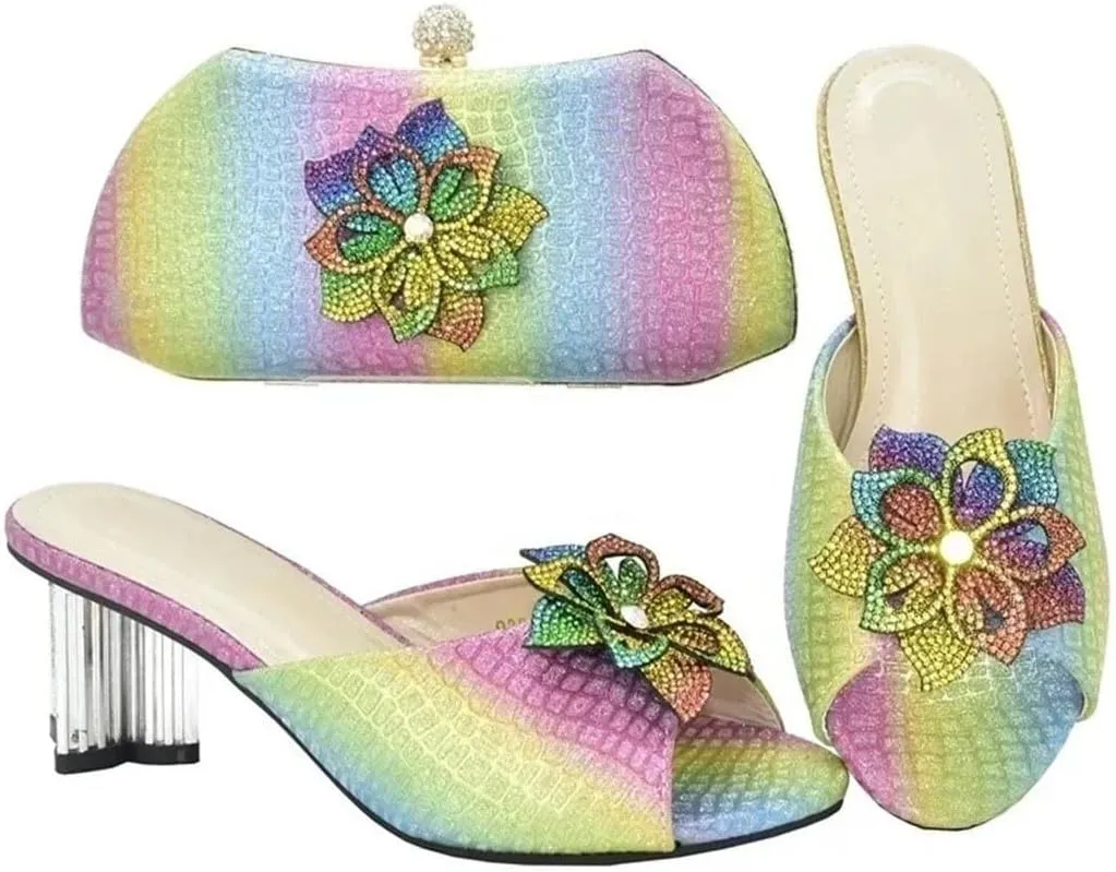 Italian Crafted Diamond Wedding Heels African Bridal Set Rhinestone Banquet Footwear