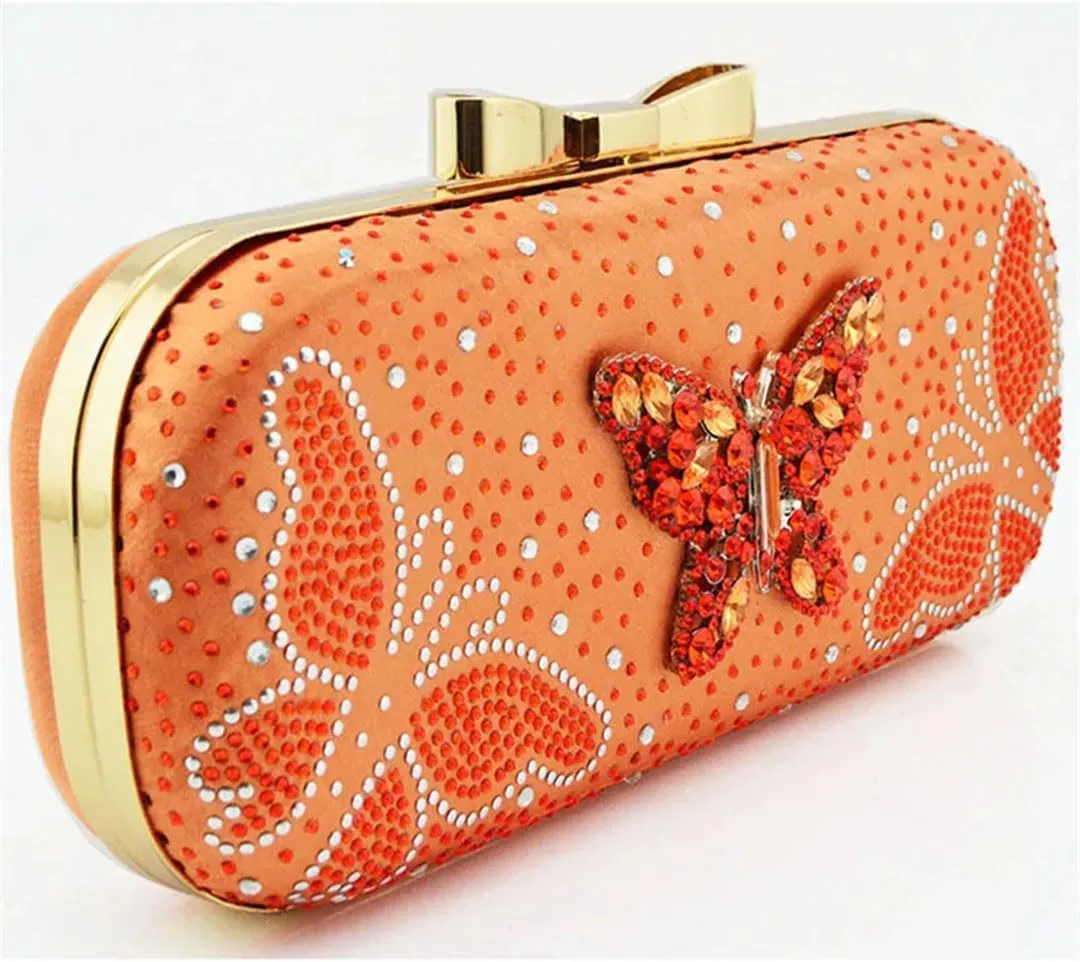 Italian Crafted Square-Toe Rhinestone Heels and Clutch Set African Womens Wedding Banquet Footwear