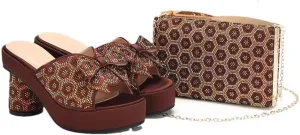 Italian Leather Crafted Bridal Combo African Crystal Heels Nigerian Party Footwear