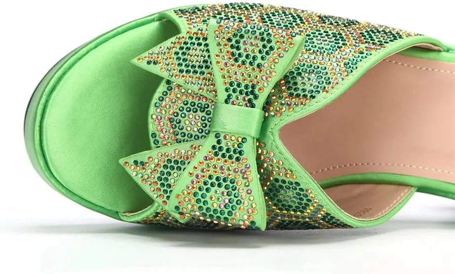 Italian Leather Crafted Bridal Combo African Crystal Heels Nigerian Party Footwear