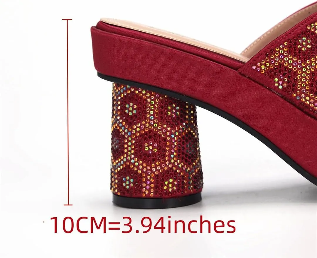 Italian Leather Crafted Bridal Combo African Crystal Heels Nigerian Party Footwear