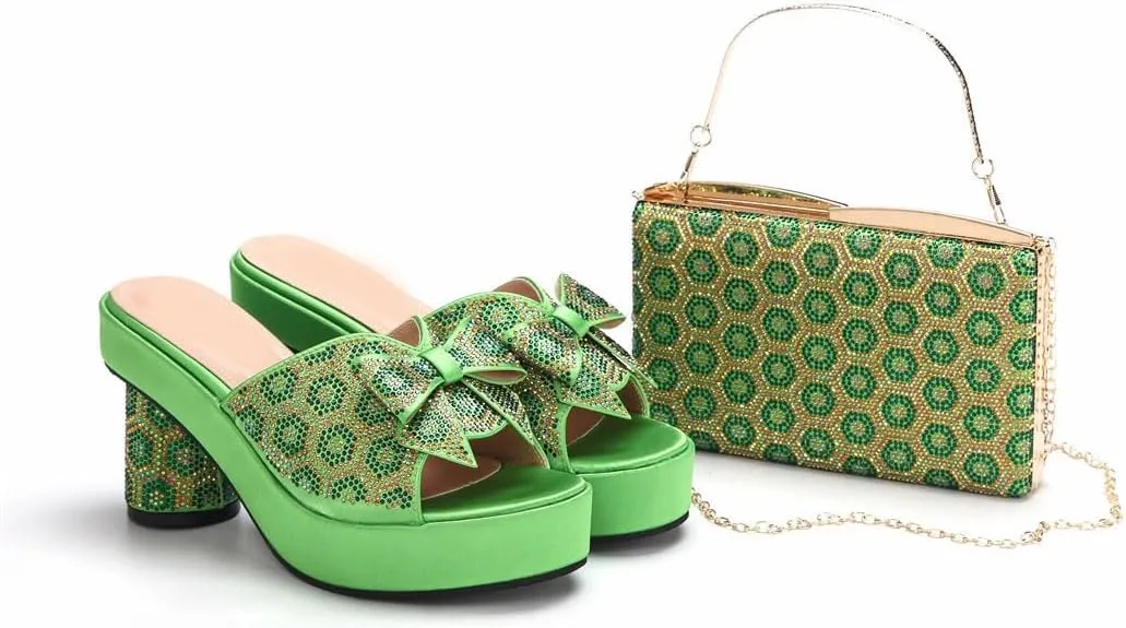 Italian Leather Crafted Bridal Combo African Crystal Heels Nigerian Party Footwear