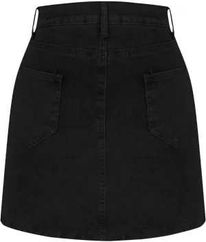 Jean Skorts for Women Denim 2025 Trendy High Waisted Stretchy Mini Skort Solid Color Tight Fitted Summer Skirt Shorts