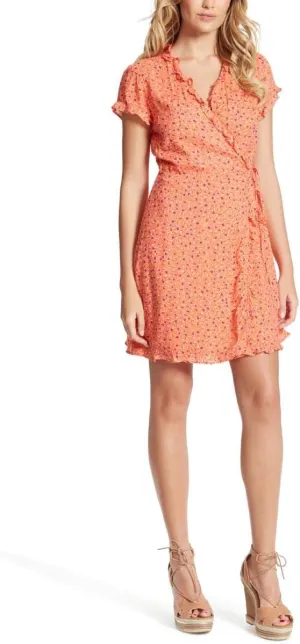 Jessica Simpson Womens Sade Printed Mini Wrap Dress