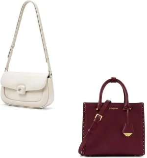 LA FESTIN Leather Satchel Purse for Women - Crossbody Bags Shoulder Purse Square Handbag with Adjustable Strap