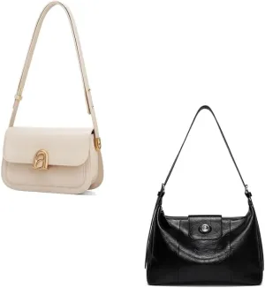 LA FESTIN Leather Shoulder Bag For Women - Adjustable Strap Crossbody Purses, Satchel Bags For Women