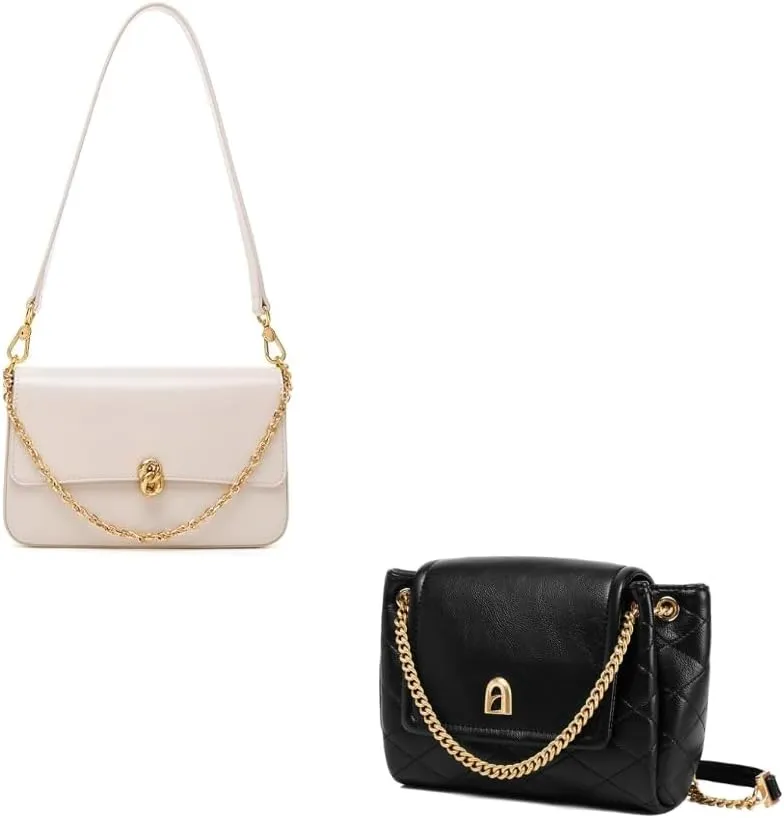 LA FESTIN Leather Shoulder Bag for Women: Designer Crossbody Handbag Satchels Purse with Strap