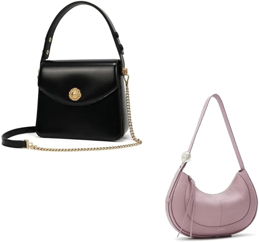 LA FESTIN Leather Shoulder Bags for Women - Adjustable Strap Crossbody Handbags, Designer Satchel Purses