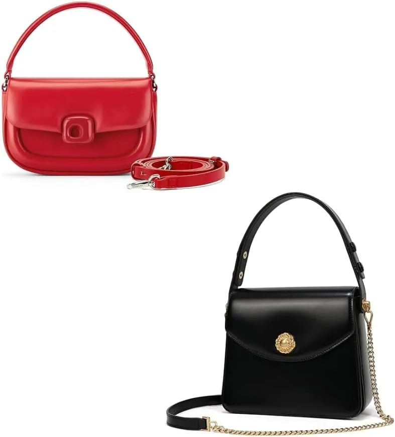 LA FESTIN Leather Top Handle Satchel Purse for Women - Crossbody Bags Small Shoulder Purse Square Handbag with Adjustable Strap