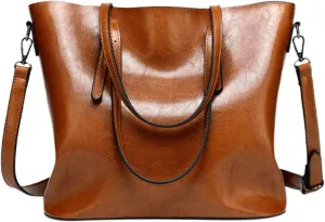 Ladies Bag Fashion Solid Color Vintage Metal Zipper Large Capacity Shoulder Handbags for Women (Brown, One Size)