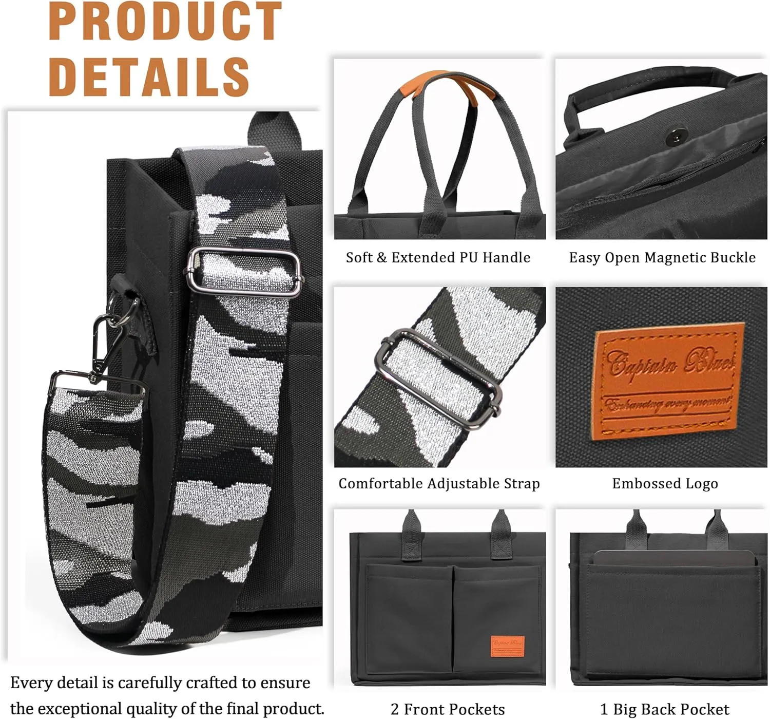 Large Canvas Tote Bag for Women, Crossbody Shoulder Handbags, Work and Everything Bags for College, Travel & Nurse Bag