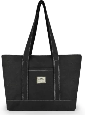 Large Canvas Tote Bag with Zipper for Women - Durable Women's Tote Purse with Front Pocket