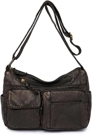 Large Capacity Classic Sling Bag Versatile Adjustable Strap Women Retro Leather Crossbody Bag Female Commuting Bag