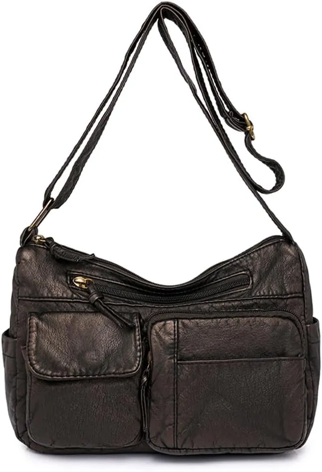 Large Capacity Classic Sling Bag Versatile Adjustable Strap Women Retro Leather Crossbody Bag Female Commuting Bag