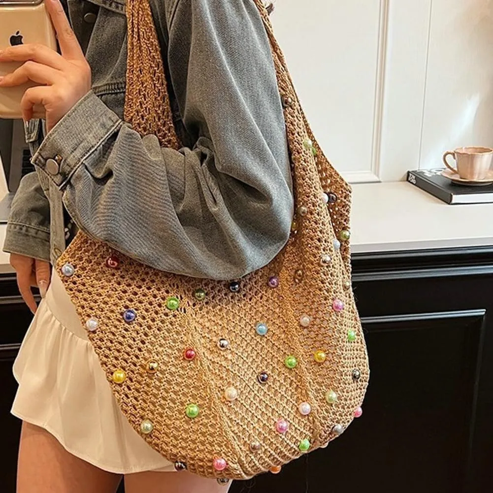Large Tote for Women Mesh Hobo Bags for Women Fashion Handbag Shoulder Bag Beach Travel Bag Summer Vacation