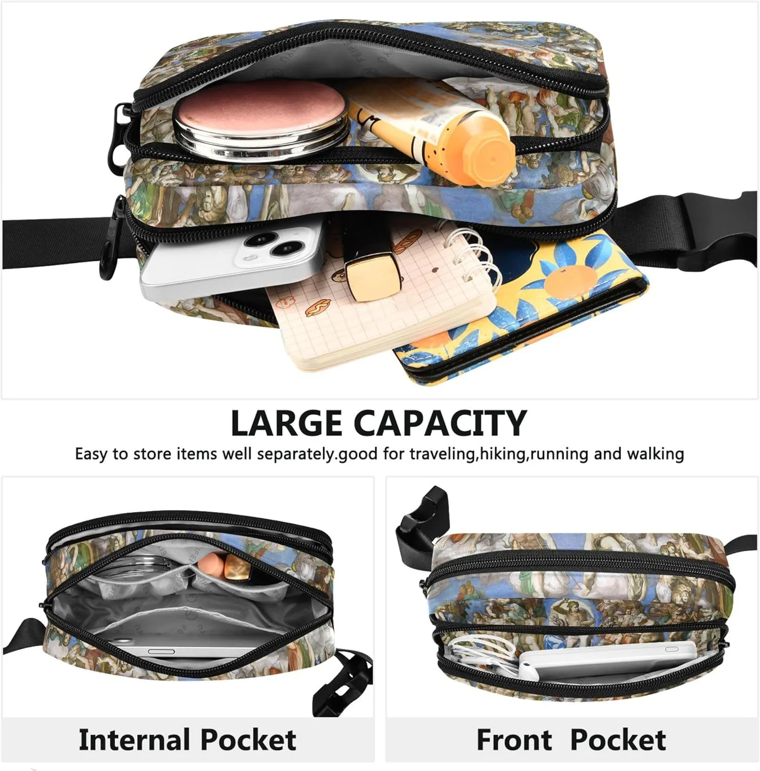 Last Judgment Painting Women Fanny Packs Hip Pouch Belt Bag Waterproof Colorful Crossbody Waist Pack