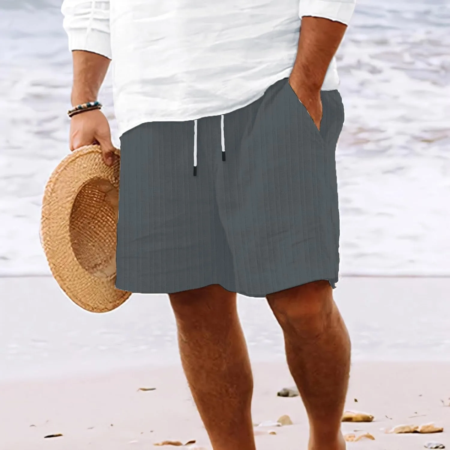LCMTWX Mens Summer Shorts Work Shorts Fashion Slim Five Minute Pants Beach Shorts Men's Cotton Blend Shorts Men Black Chino