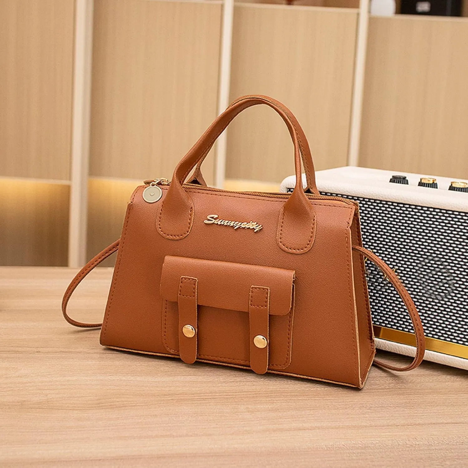 Leather Crossbody Bags for Women Women's Crescent Shoulder Bags with Adjustable Strap Lightweight Carry on Bag(Brown)