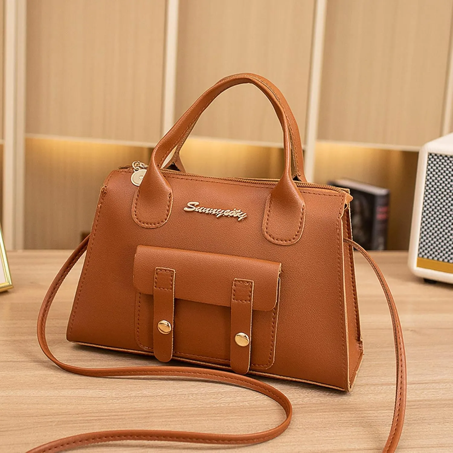 Leather Crossbody Bags for Women Women's Crescent Shoulder Bags with Adjustable Strap Lightweight Carry on Bag(Brown)