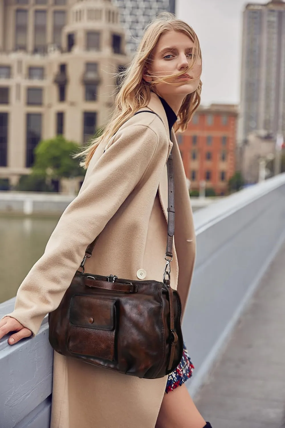 LETEULO Handbag for Women Leather Top Handle Tote Bag Purses Vintage Satchels Crossbody Bag