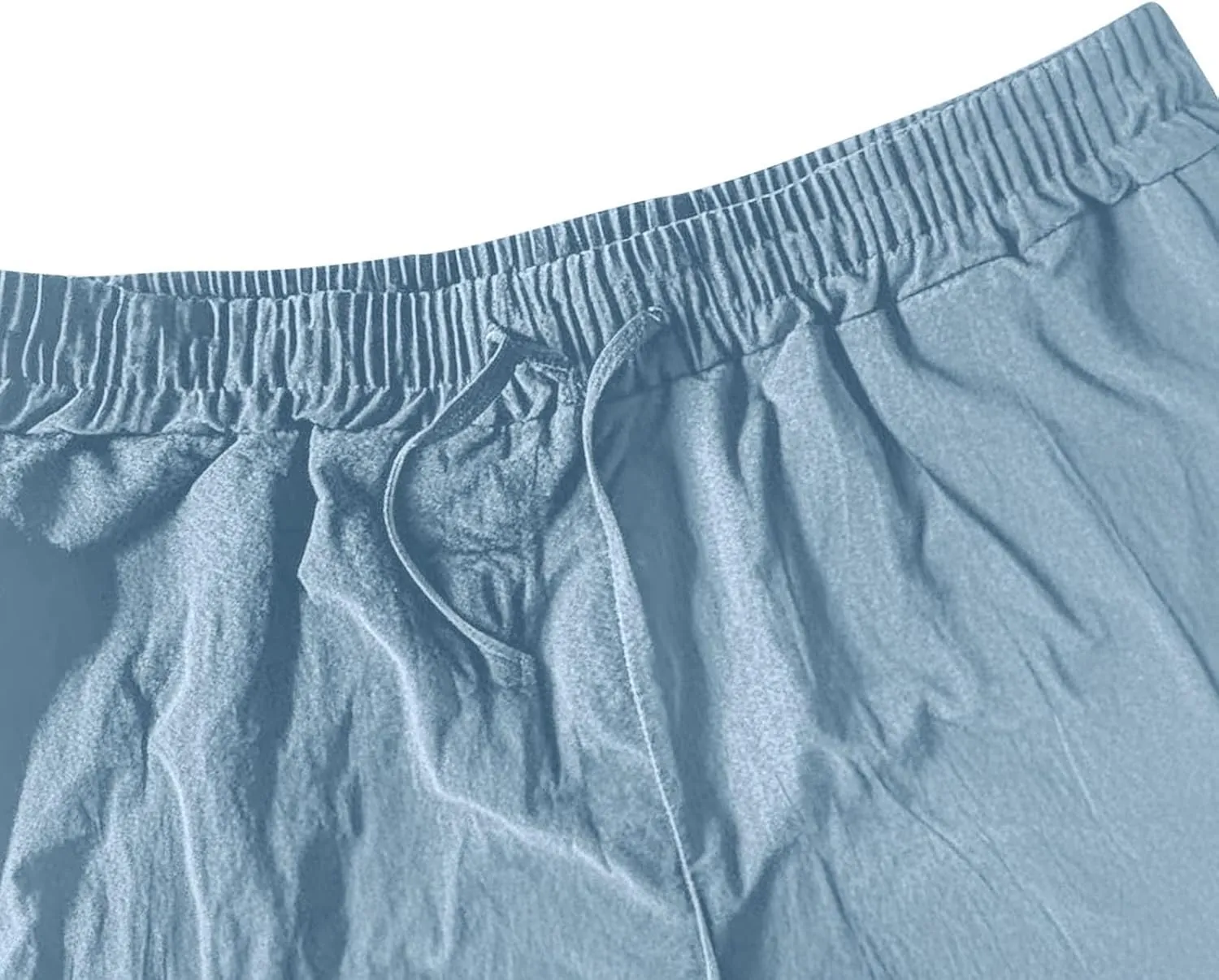 Linen Pants Men Long Relaxed Fit Elastic Waist Pants with Pockets Beach Yoga Travel Lounge Trousers for Summer