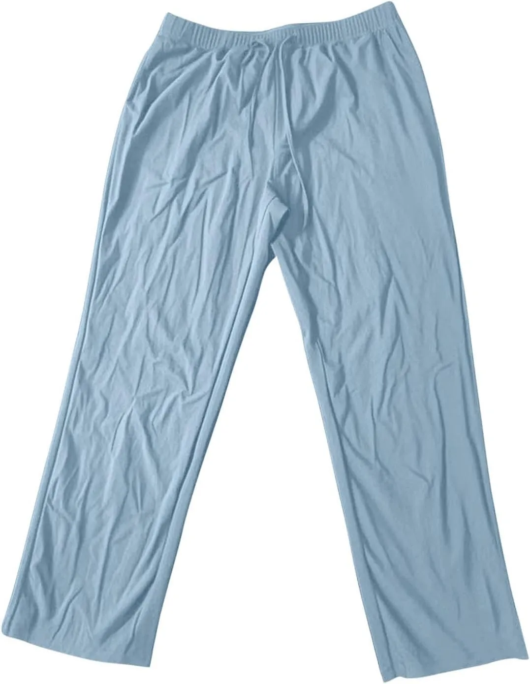 Linen Pants Men Long Relaxed Fit Elastic Waist Pants with Pockets Beach Yoga Travel Lounge Trousers for Summer