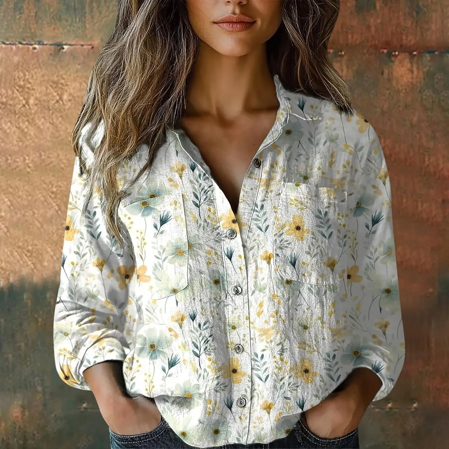 Linen Shirts for Women Fashion Down Shirts Casual Tops Long Sleeve Blouse Oversized Shirts for Women Oversized Shirt