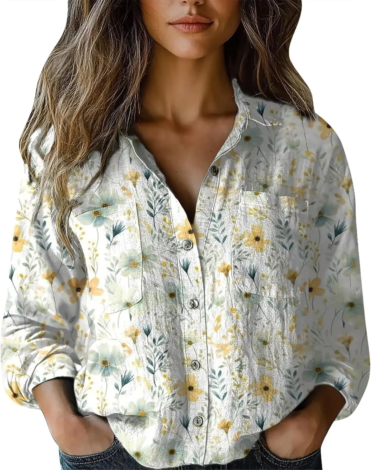 Linen Shirts for Women Fashion Down Shirts Casual Tops Long Sleeve Blouse Oversized Shirts for Women Oversized Shirt