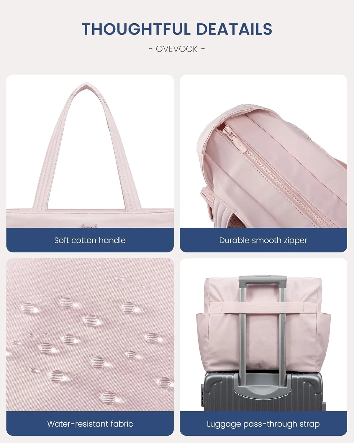 LOVEVOOK Tote Bag For Women,Water Resistant Work Tote Bags For Women With 14 Exterior & Interior Pockets,Top Zipper Closure