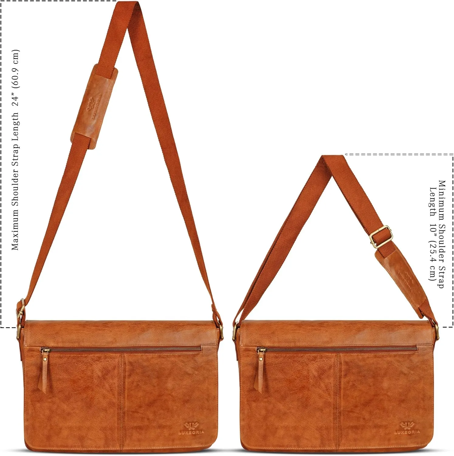 LUXEORIA Leather Messenger Bag for Men & Women, Over the Shoulder Bag for Women Crossbody & Mens Briefcase Office Bag