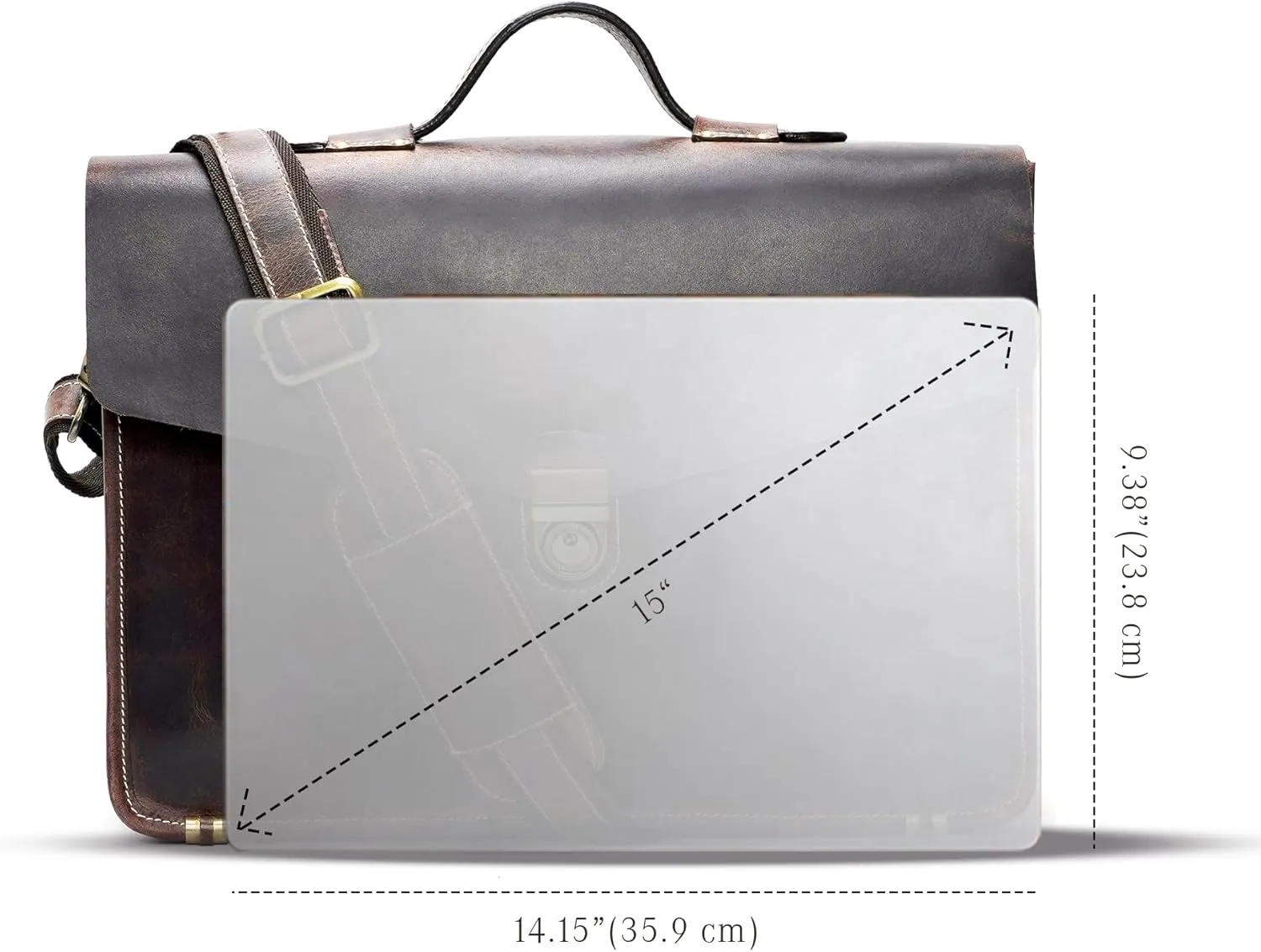 LUXEORIA Leather Messenger Bag for Men & Women, Over the Shoulder Bag for Women Crossbody & Mens Briefcase Office Bag