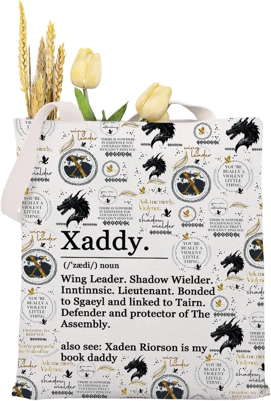 MAOFAED Fantasy Book Reader Gift, Violent Little Thing Tote Bag, Romantasy Book Gift, Bookish Merchandise