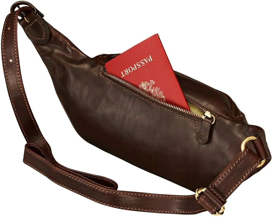 Maxwell Scott - Mens Womens Luxury Leather Fanny Pack Belt Bag - Handmade from Premium Italian Hides -The Centolla Dark Brown